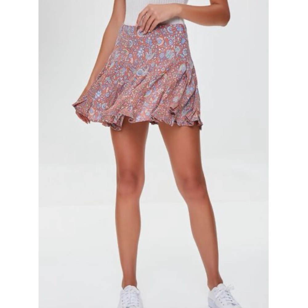 F21 Paisley Flounce Mini Skirt Size Medium